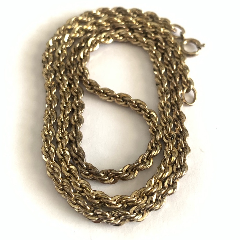 Sterling Silver Gold Plated Diamond Cut Rope Chain Necklace